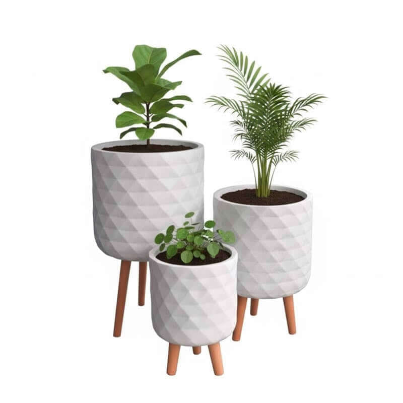 กระถางไฟเบอร์ซีเมนต์พร้อมขาไม้ ARTGARDEN & DECOR PFCL-0038AW DIA 37.5*37.5*62 CM. สีขาว_2